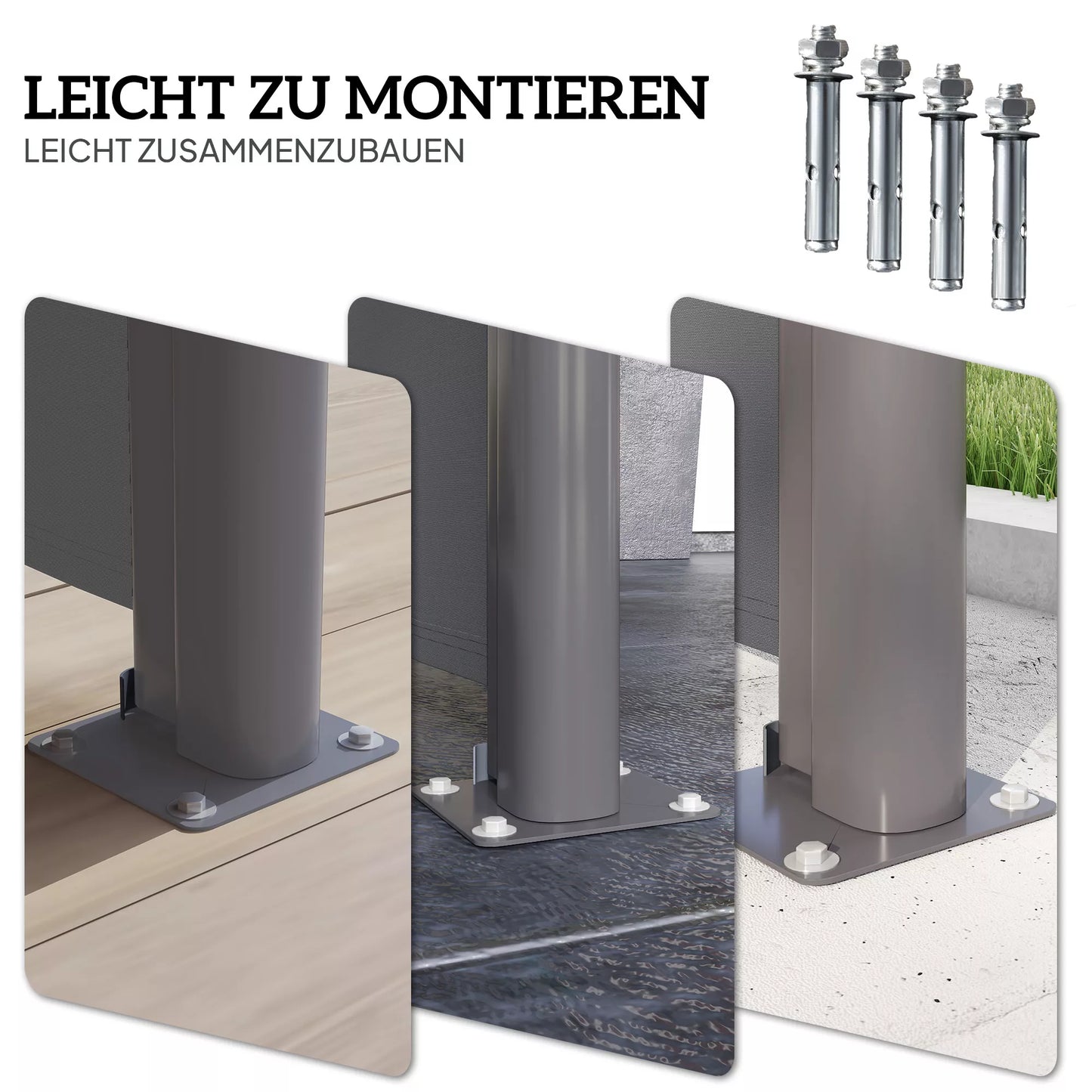 Ištraukiama šoninė markizė, nepermatoma, skirta privatumui su sieniniu laikikliu, padengta, 300x180cm, tamsiai pilka