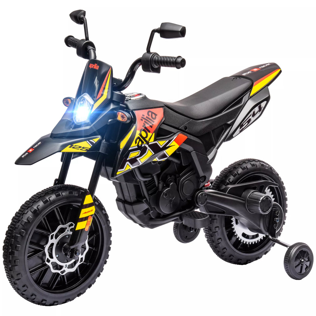 Elektrinis motociklas Aprilia vaikams 37–96 mėn., iki 30 kg, geltonas