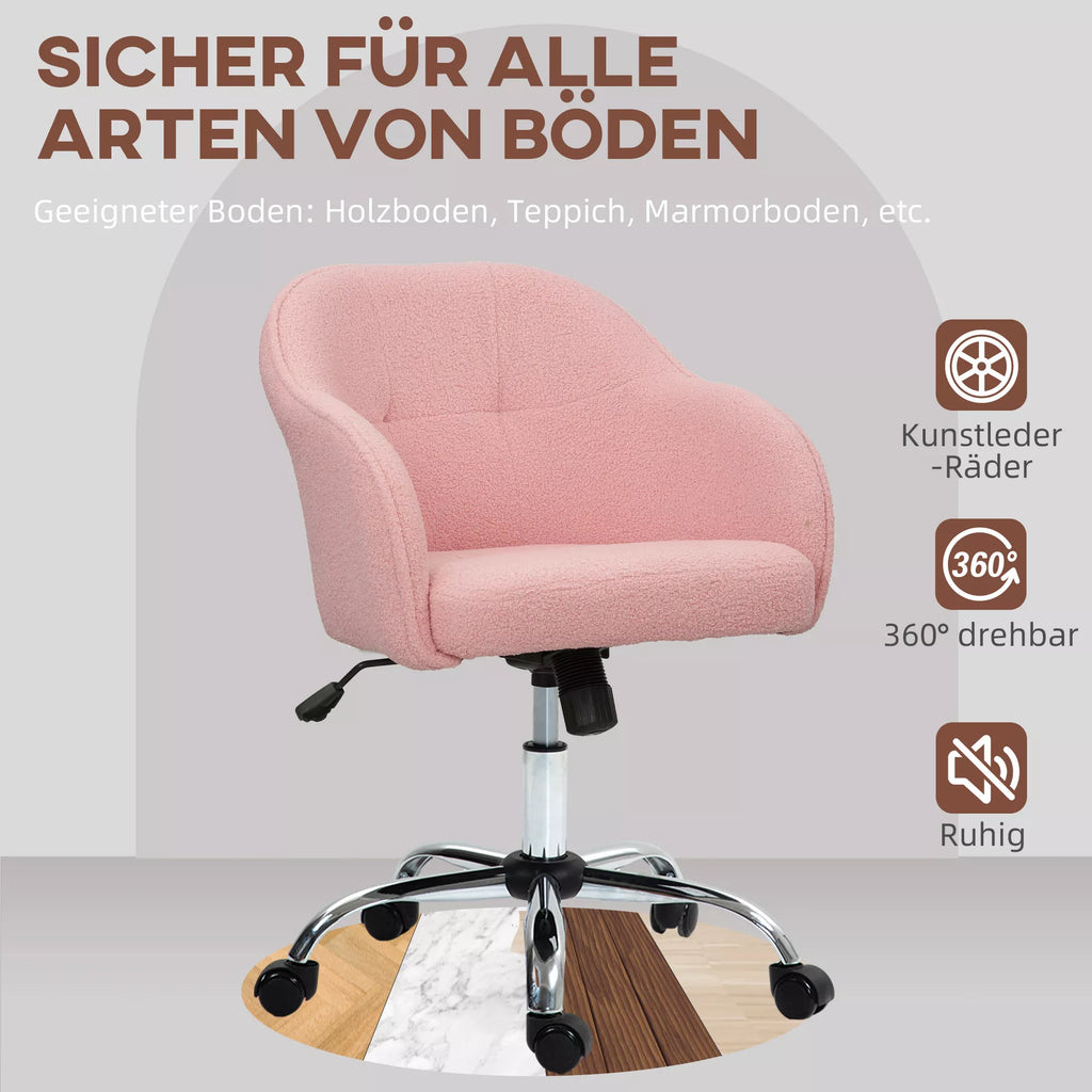Biuro kėdė ergonomiška su ratukais, reguliuojamo aukščio, rožinė