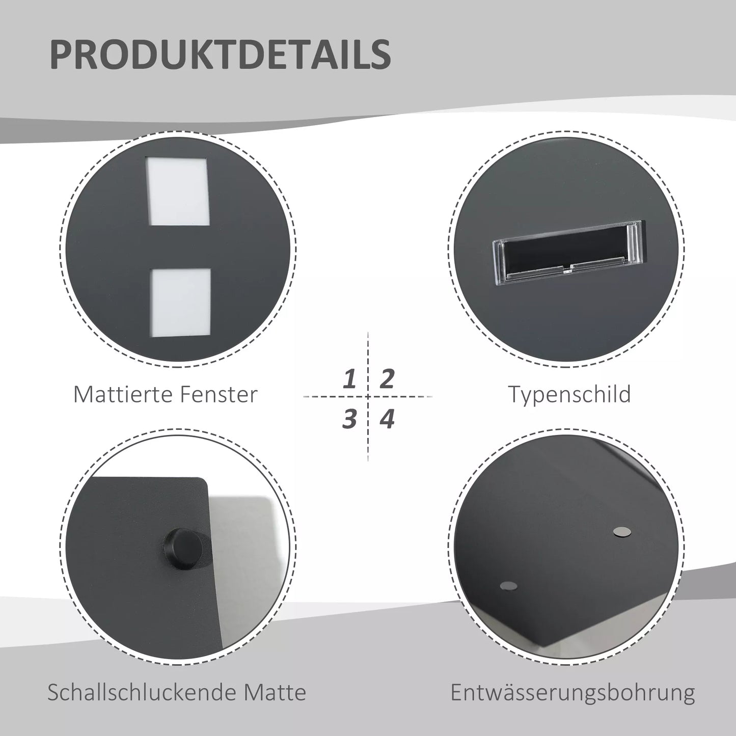 Pilka pašto dėžutė su užraktu, cinkuoto plieno, 30 cm ilgio pašto anga