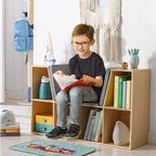 2-in-1 vaikų lentynos lentynos + suoliukas su pagalvėlėmis 103 cm × 30 cm × 62 cm Balta + Pilka