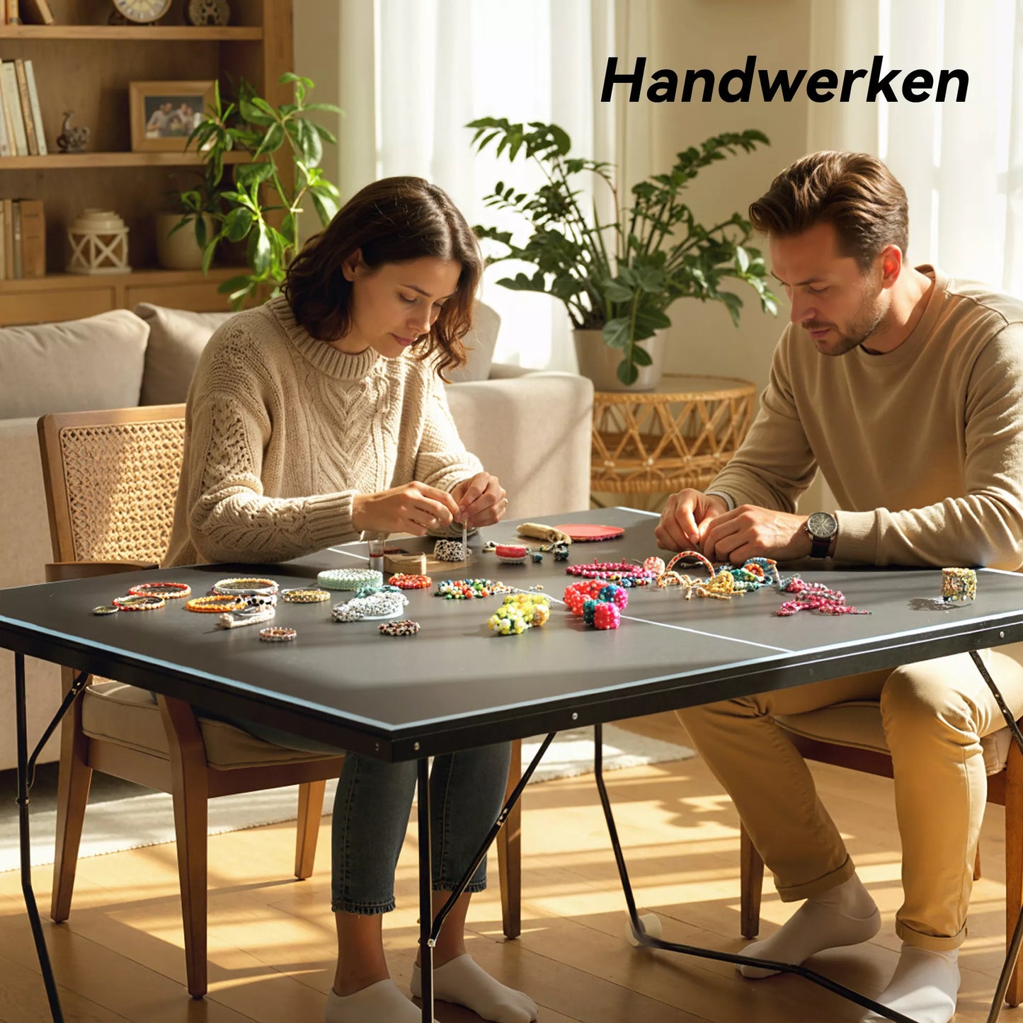 Sulankstomas stalo teniso stalas, su 8 ratais, milteliniu būdu dengtas plieninis rėmas, MDF, 274 x 152,5 x 76 cm, juodas