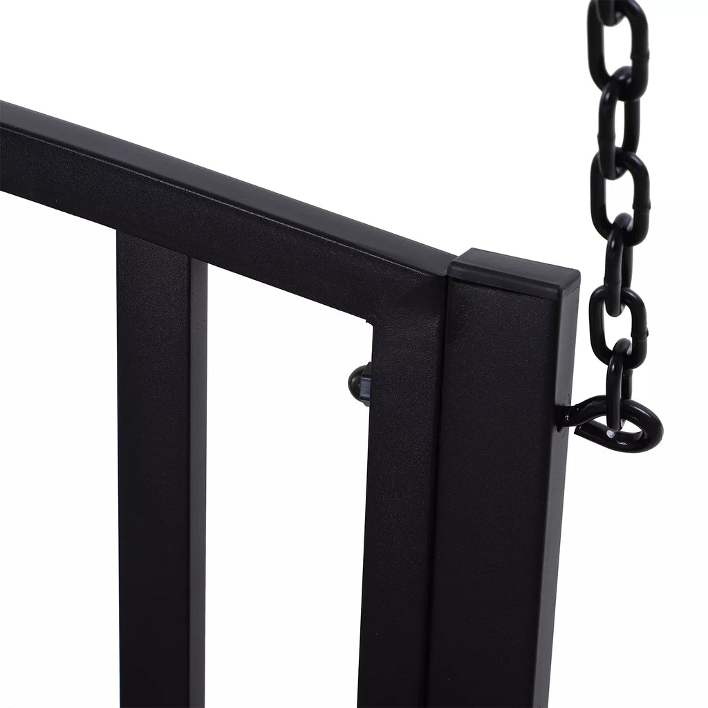Pakabinama suolelė 2 vietų sodo sūpynės Sūpynės suolelis Holivudo sūpynės Pakabinamas suolelis su grandinėmis Metalo Juodas 127 x 60 x 53 cm