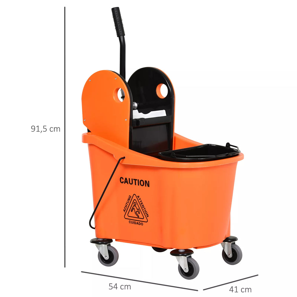 Valymo vežimėlis su įrenginiu šluostei gręžti, 36 l, juodas/oranžinis
