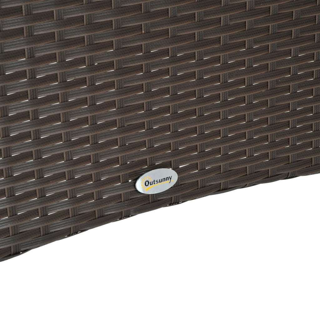 Lauko stalas su stiklo plokšte, polirotango, 150x85x74 cm, rudas/juodas