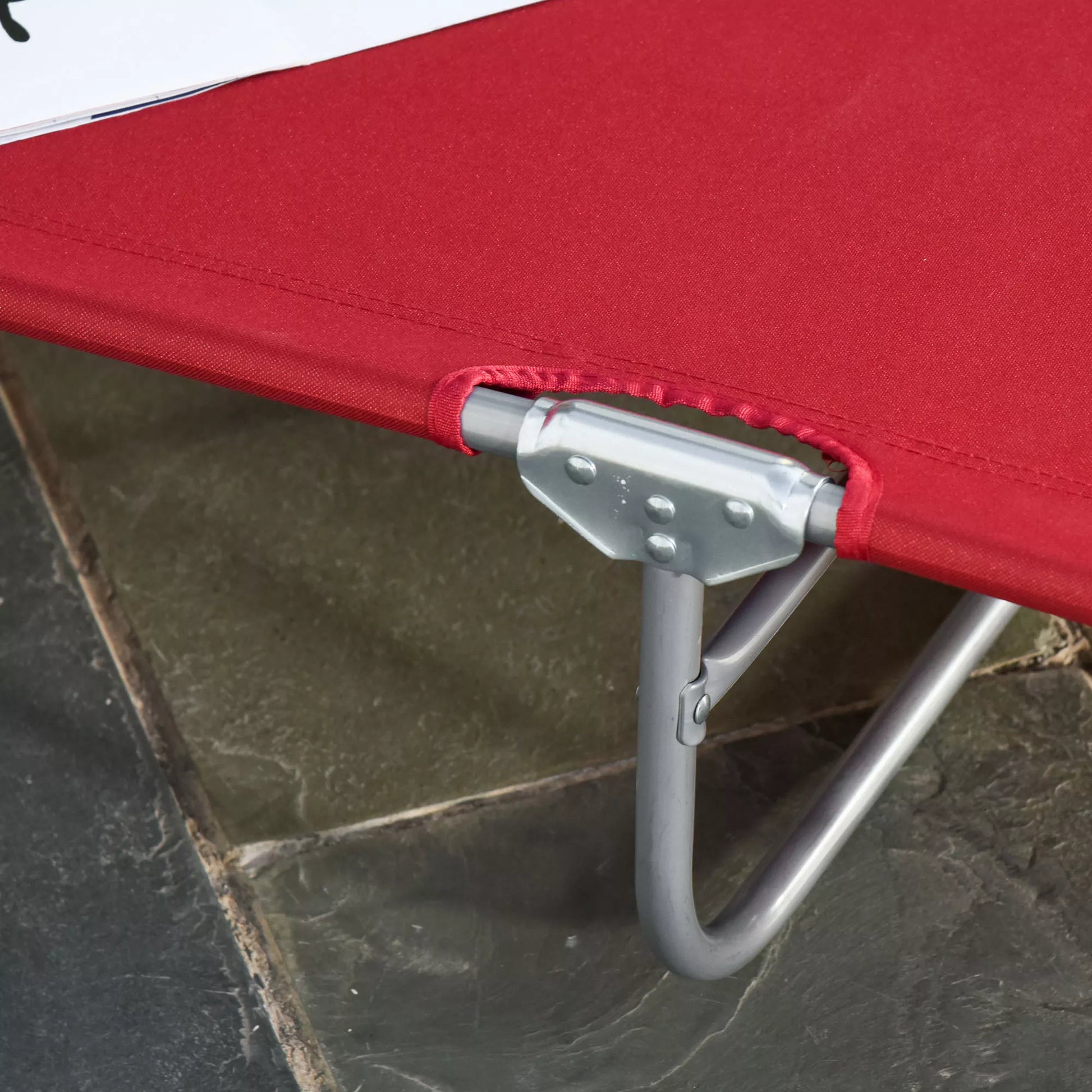Skleidžiamas gultas, reguliuojamas atlošas, nerūdijančio metalo rėmas, 187 x 55 x 24, vyno raudonos spalvos