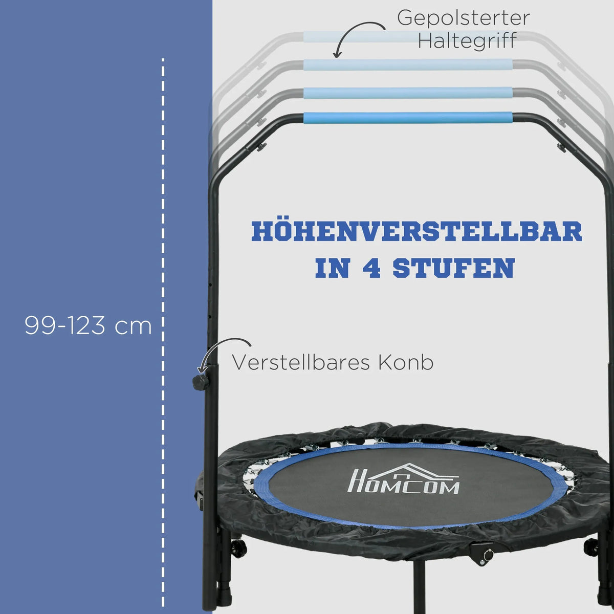 Fitneso batutas su reguliuojama rankena, 102 cm, iki 150 kg, juodos ir mėlynos spalvos