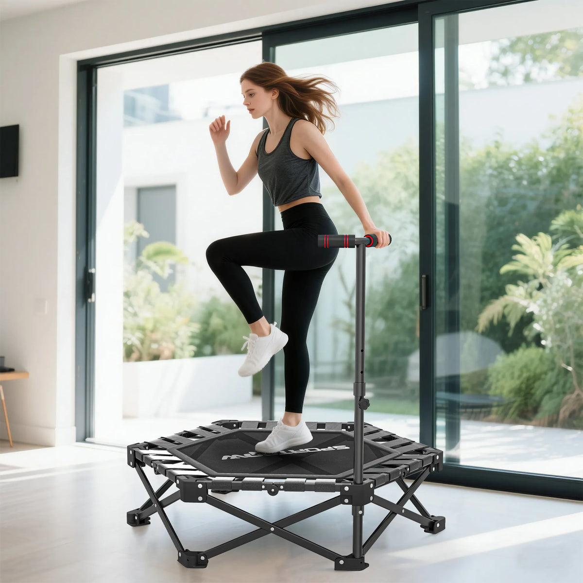 Fitneso batutas su reguliuojama rankena, 104 cm, iki 120 kg, juodas