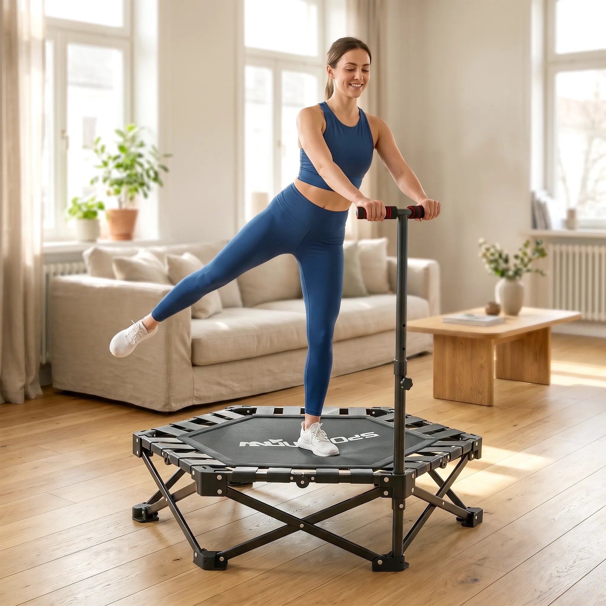 Fitneso batutas su reguliuojama rankena, 104 cm, iki 120 kg, juodas