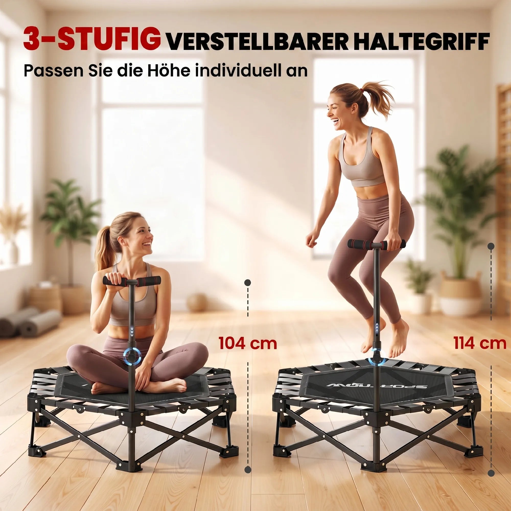 Fitneso batutas su reguliuojama rankena, 104 cm, iki 120 kg, juodas