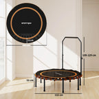 Fitneso batutas su reguliuojama rankena, 122 cm, juodas ir oranžinis