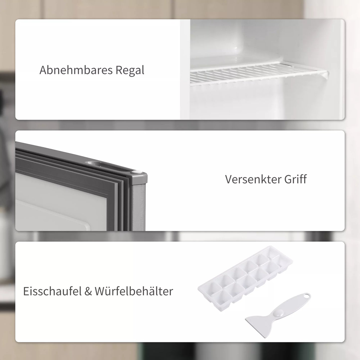 Mini šaldiklis 35 l Elektrinis laisvai pastatomas šaldiklis 161 W Mini šaldiklis 47 x 44,2 x 48,8 cm Pilkos spalvos