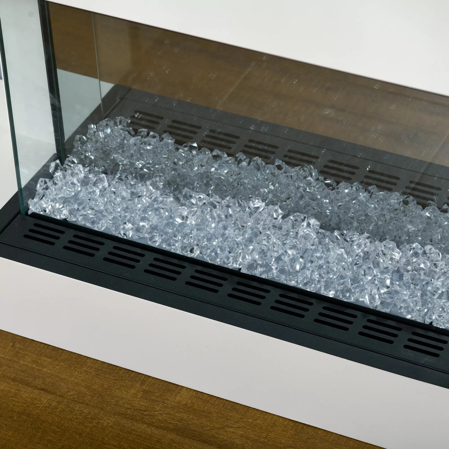 Elektrinis židinys, sieninis židinys su 2000 W šildymu, LED 3D liepsnos efektas, kristalai, 11 spalvų su 3 ryškumo lygiais, elektrinis židinys su nuotolinio valdymo pultu, laikmatis, sieninis montavimas, baltas