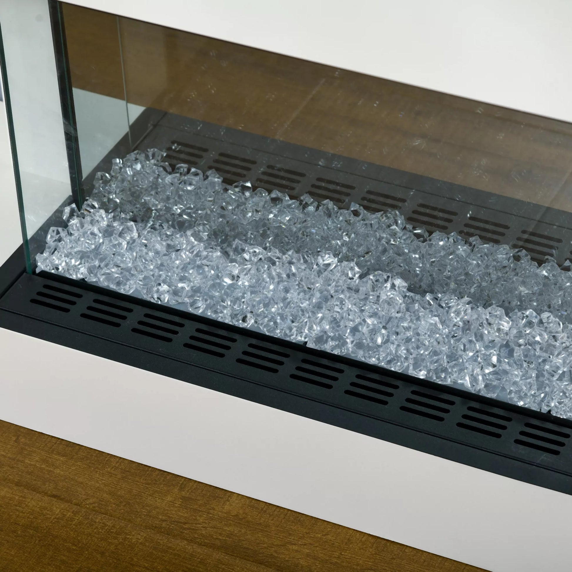 Elektrinis židinys, sieninis židinys su 2000 W šildymu, LED 3D liepsnos efektas, kristalai, 11 spalvų su 3 ryškumo lygiais, elektrinis židinys su nuotolinio valdymo pultu, laikmatis, sieninis montavimas, baltas