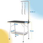 Stalo matmenų schema: 90 cm, 60 cm ir 76 cm