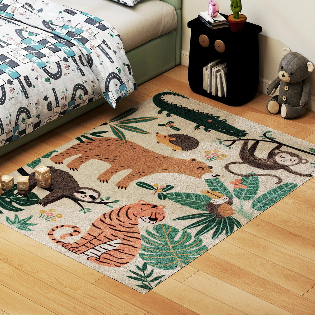 Fleece kilimas su džiunglių raštu, 160 × 120 cm, daugiaspalvis