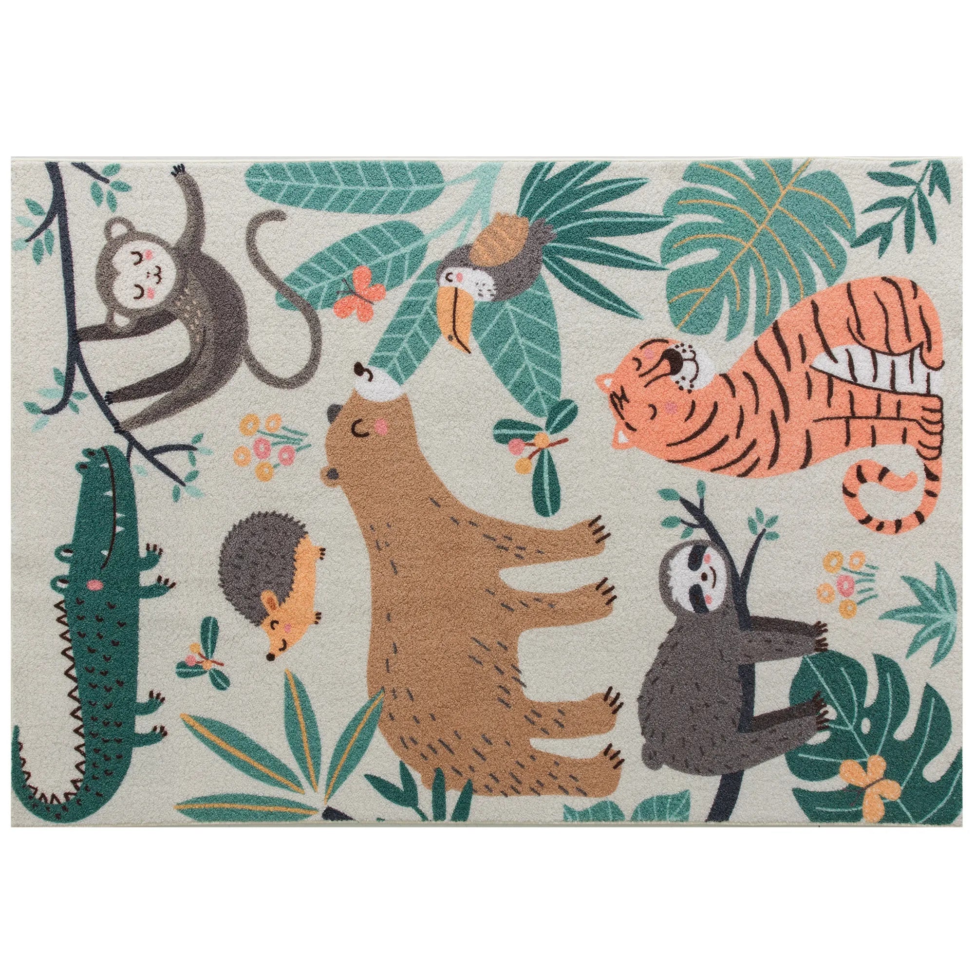 Fleece kilimas su džiunglių raštu, 160 x 120 cm, daugiaspalvis