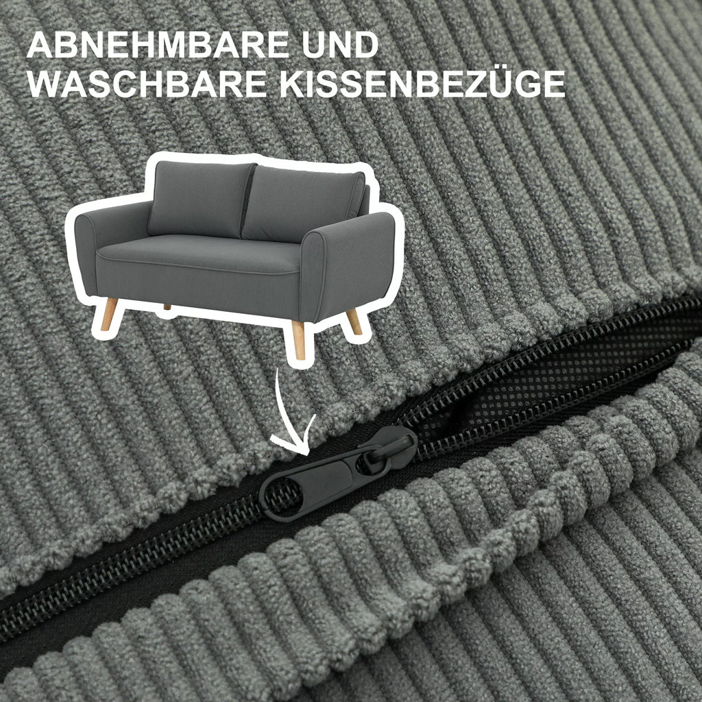 Dvivietė sofa, veliūrinė sofa, 145 x 75 x 78 cm, tamsiai pilka
