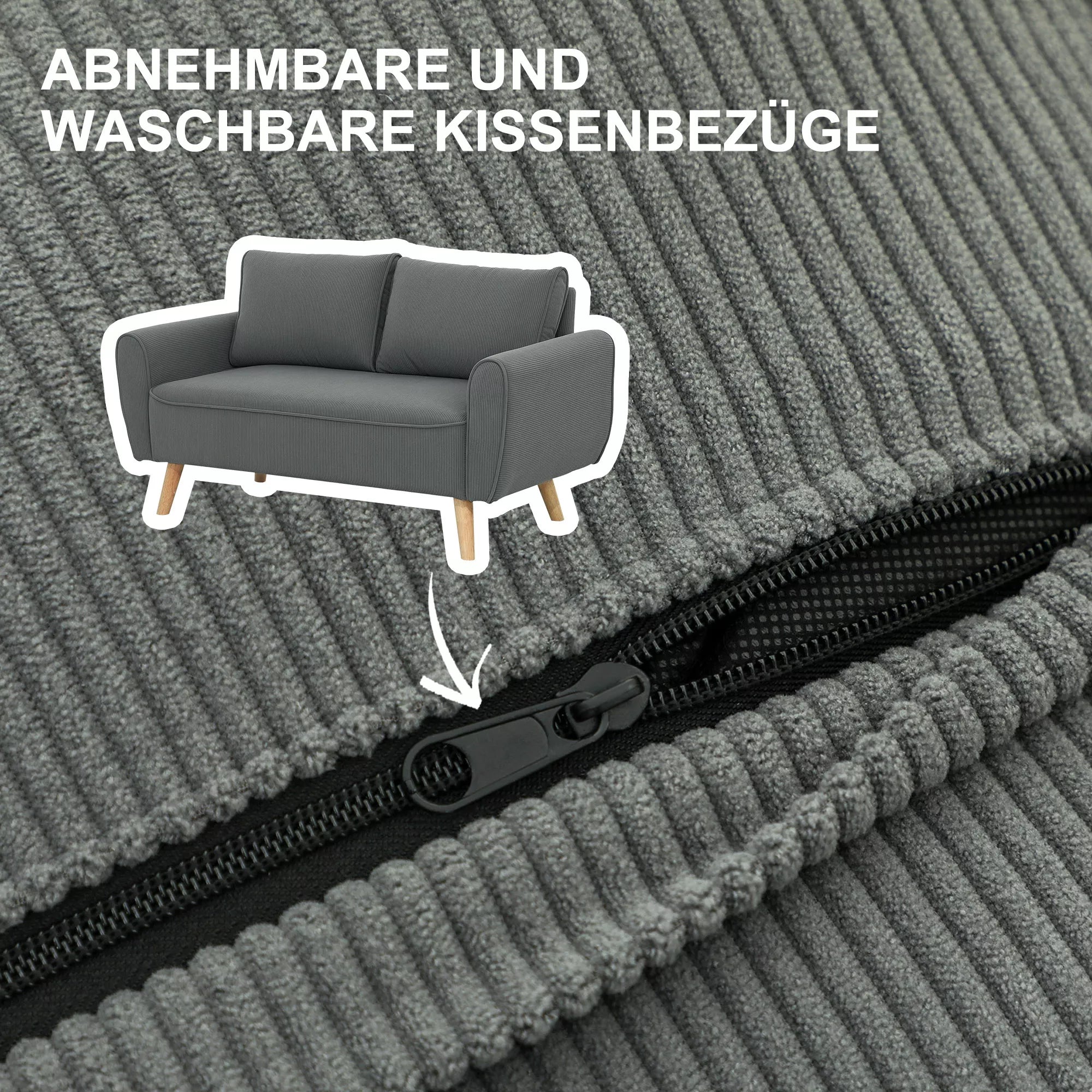 Dvivietė sofa, veliūrinė sofa, 145 x 75 x 78 cm, tamsiai pilka