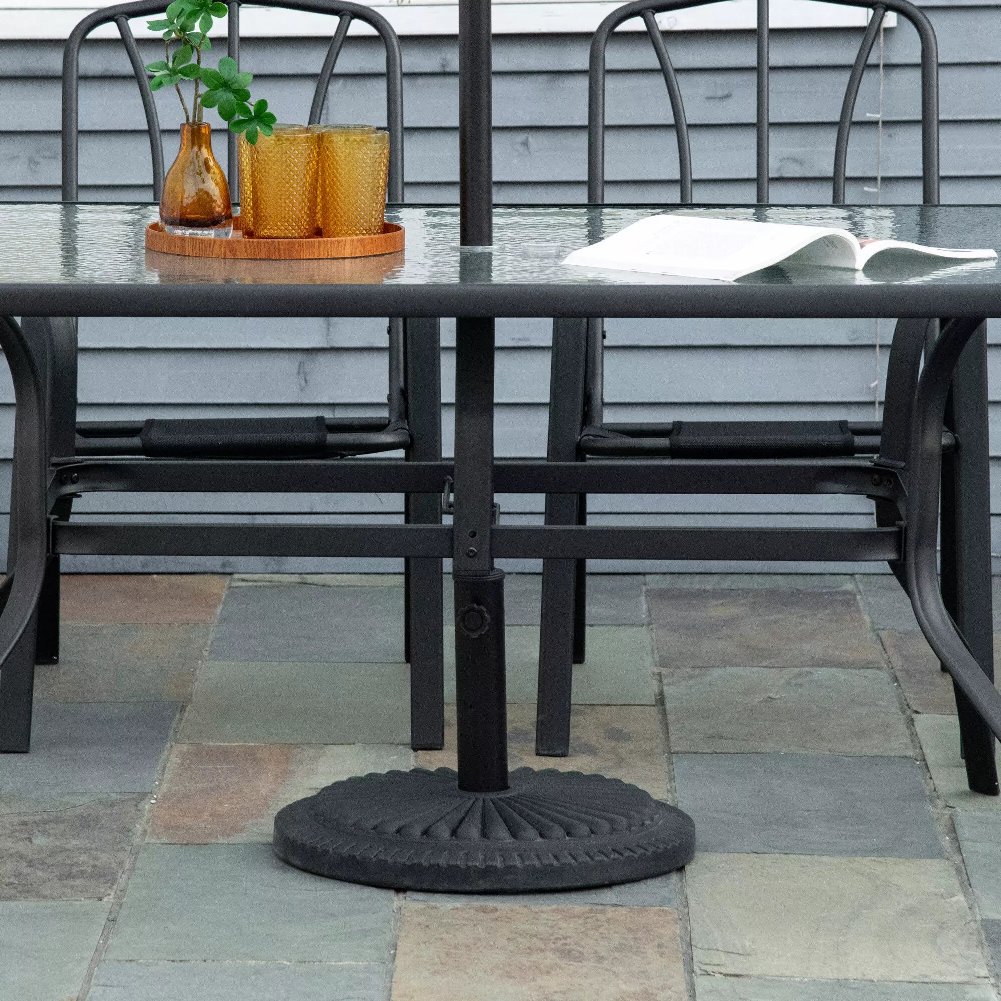 Skėčių stovas 14 kg Skėčių stovas Apvalus skėčių laikiklis, stovas Skėčių svoris skėčiams 35–48 mm vamzdžio skersmens, balkonui, terasai, sodui, juodas
