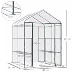 Matmenų schema centimetrais: pagrindas 143 x 143 cm, bendras aukštis 195 cm