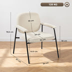 Foteliai, 2 vnt., šenilio apmušalu, paminkštintais porankiais, kreminės baltos spalvos