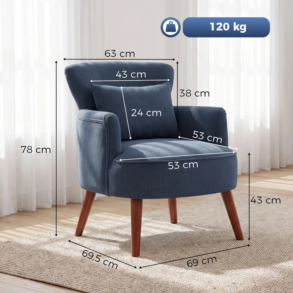 Fotelio matmenų schema su išmatavimais centimetrais ir svoriu
