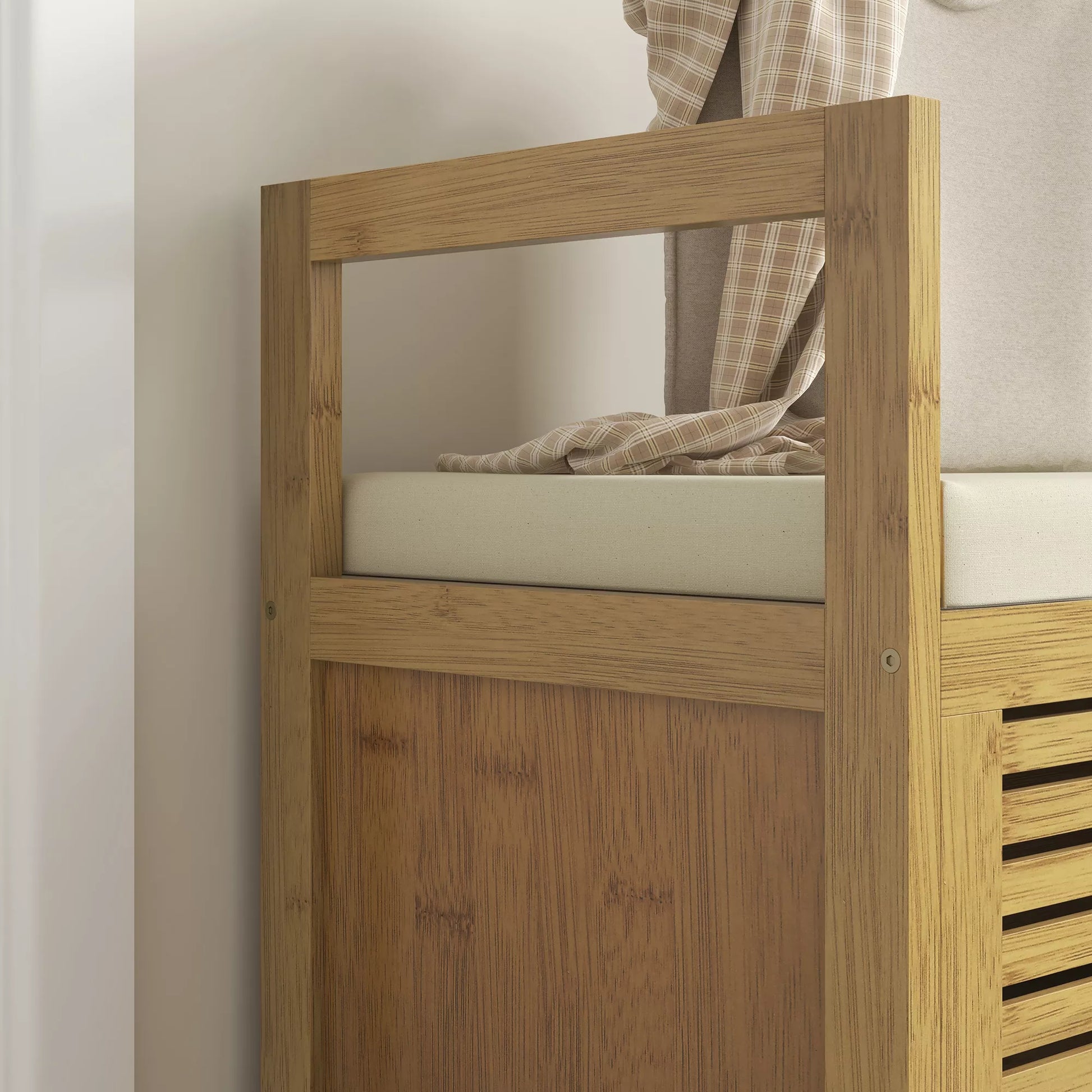 Batų dėžė su saugojimo vieta, batų suolas, minkšta sėdimoji dalis, bambukas, 100x40x60 cm