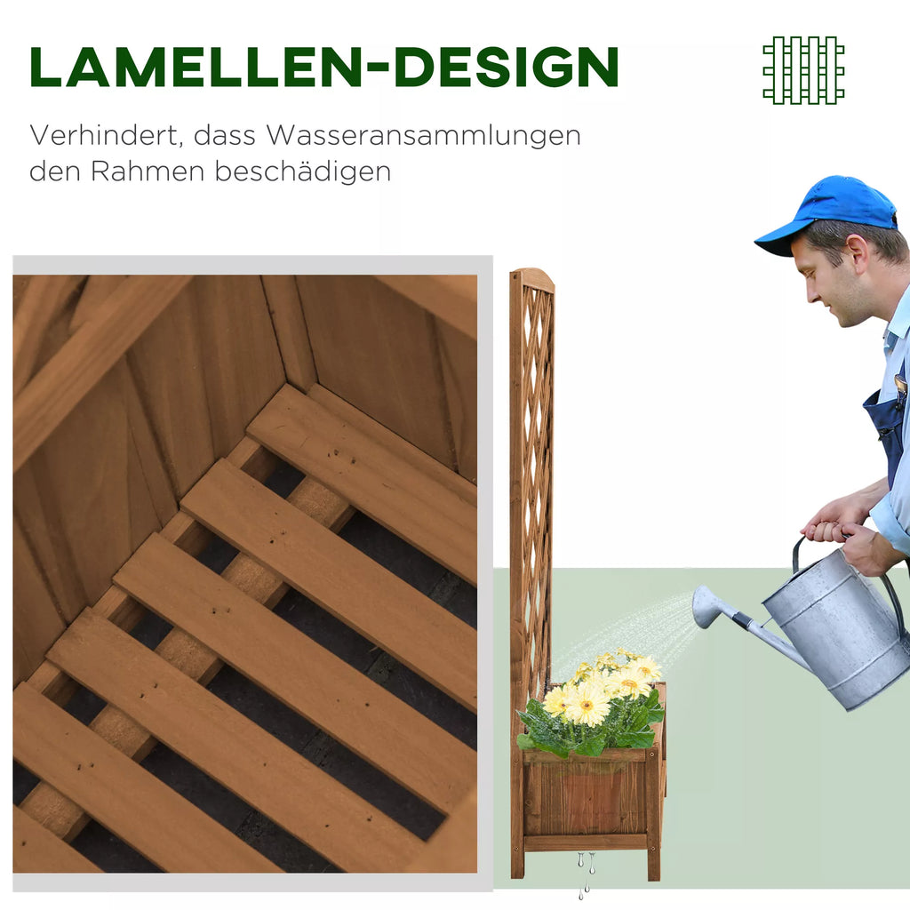 Aukšta pakelta medinė lysvė su grotelėmis 60 x 30 x 122,5 cm – geltona