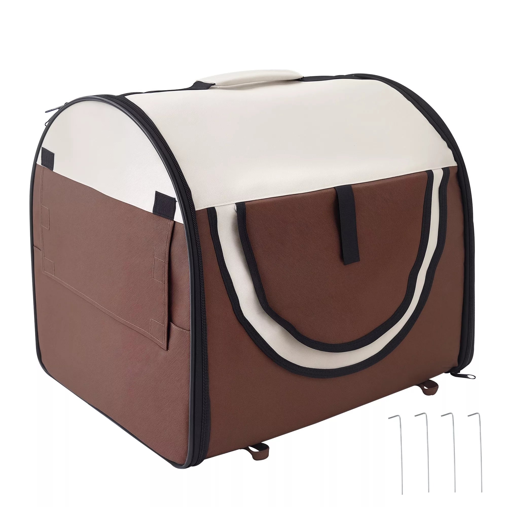 Suldoma šunų dėžė sulankstoma šunų transportavimo dėžė 61 x 46 x 51 cm transportavimo dėžė su rankenomis pagalvėlė šunų krepšys transportavimo krepšys šunims katėms kelionėms automobiliu stovyklavimui kavos