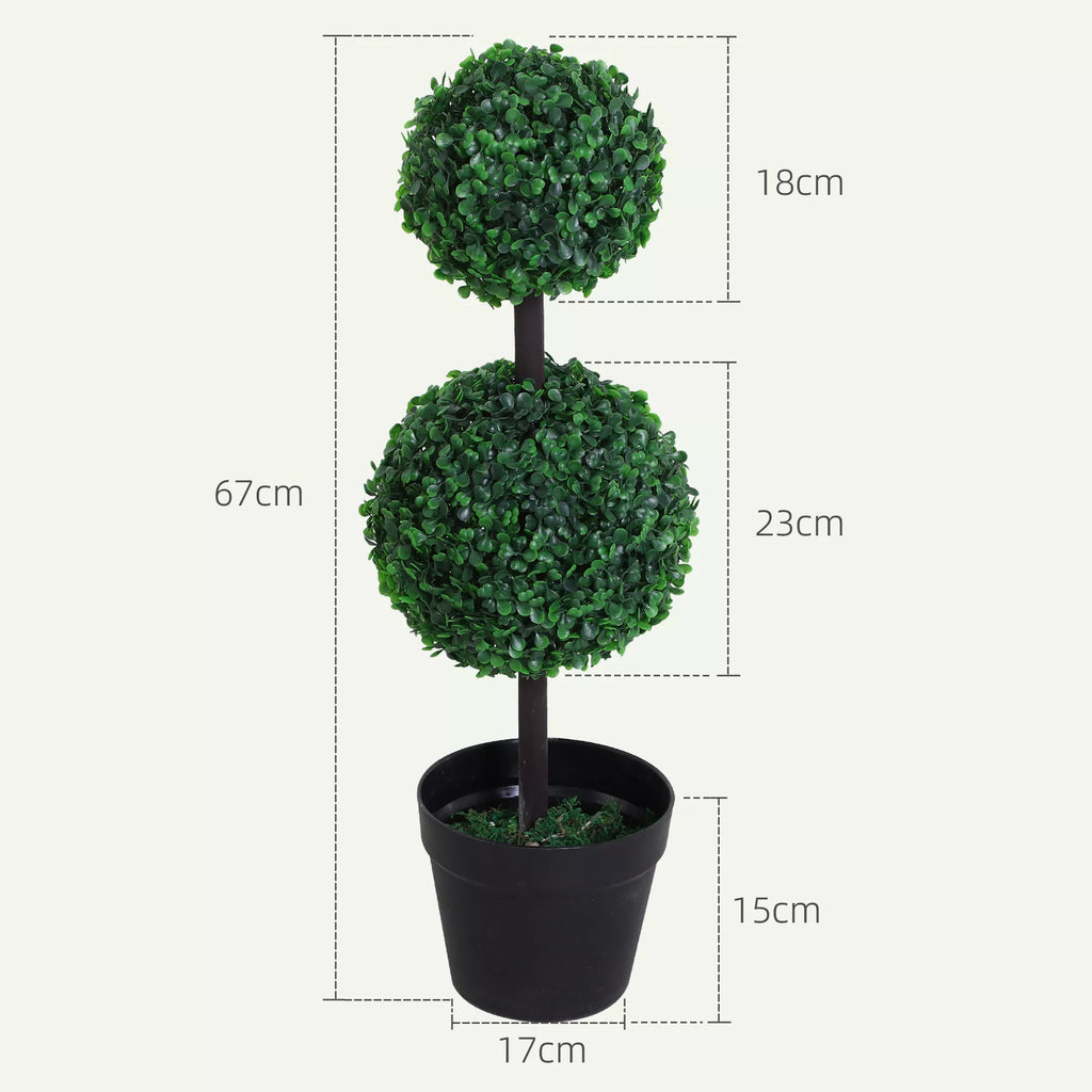 Schema su dirbtinio augalo matmenimis: aukštis 67 cm, vazonas 17 cm