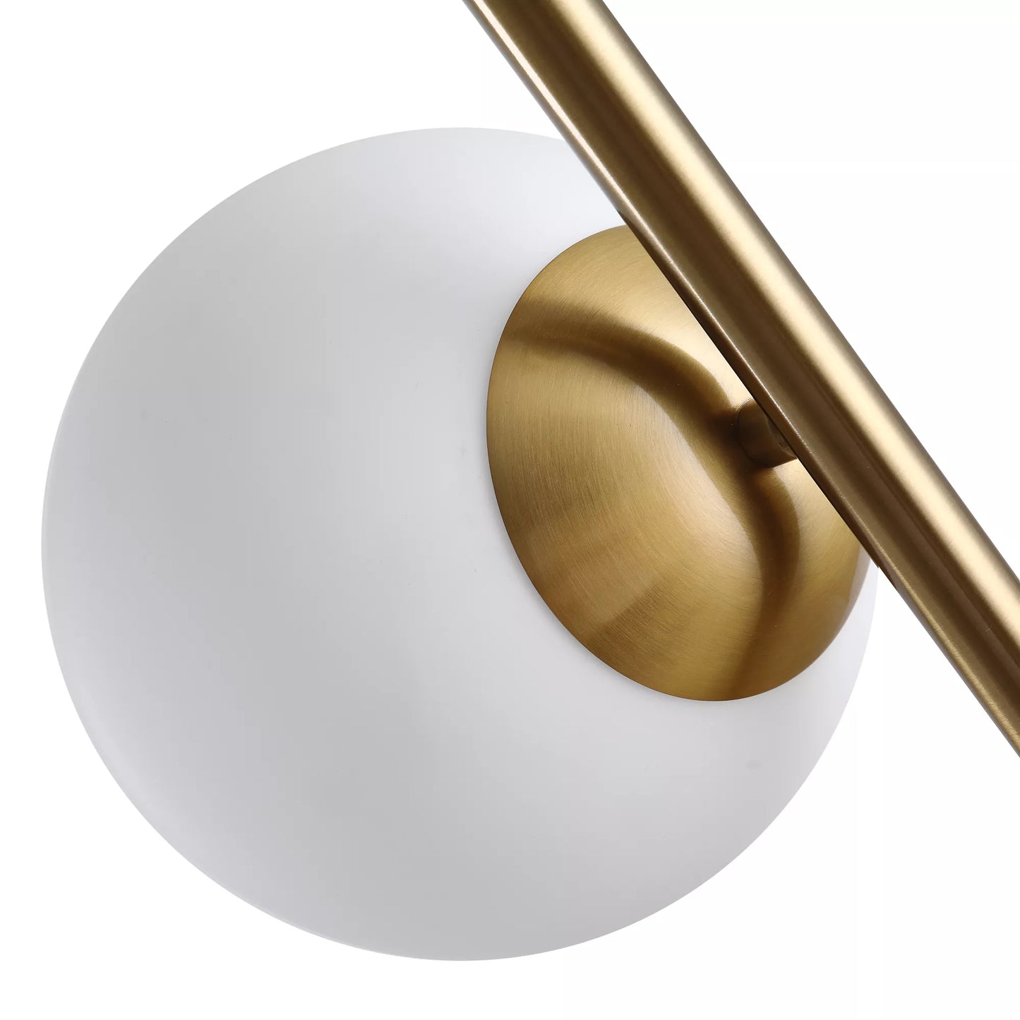 Grindų šviestuvas, 2 dalių stiklinis gaubtas, plienas+stiklas, 39 x 28 x 165cm (Auksinis+Baltas)