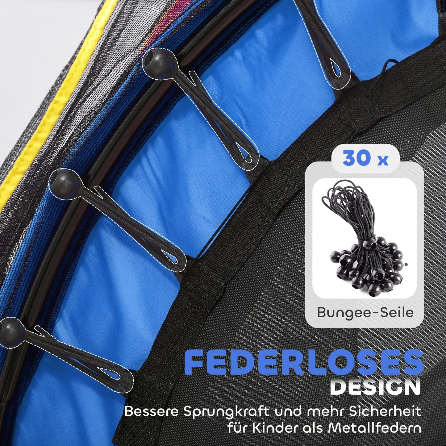 Vaikų batutas, saugos tinklas, guminių spyruoklių sistema, iki 45 kg, plieno rėmas, Ø140x160cm, spalvingas