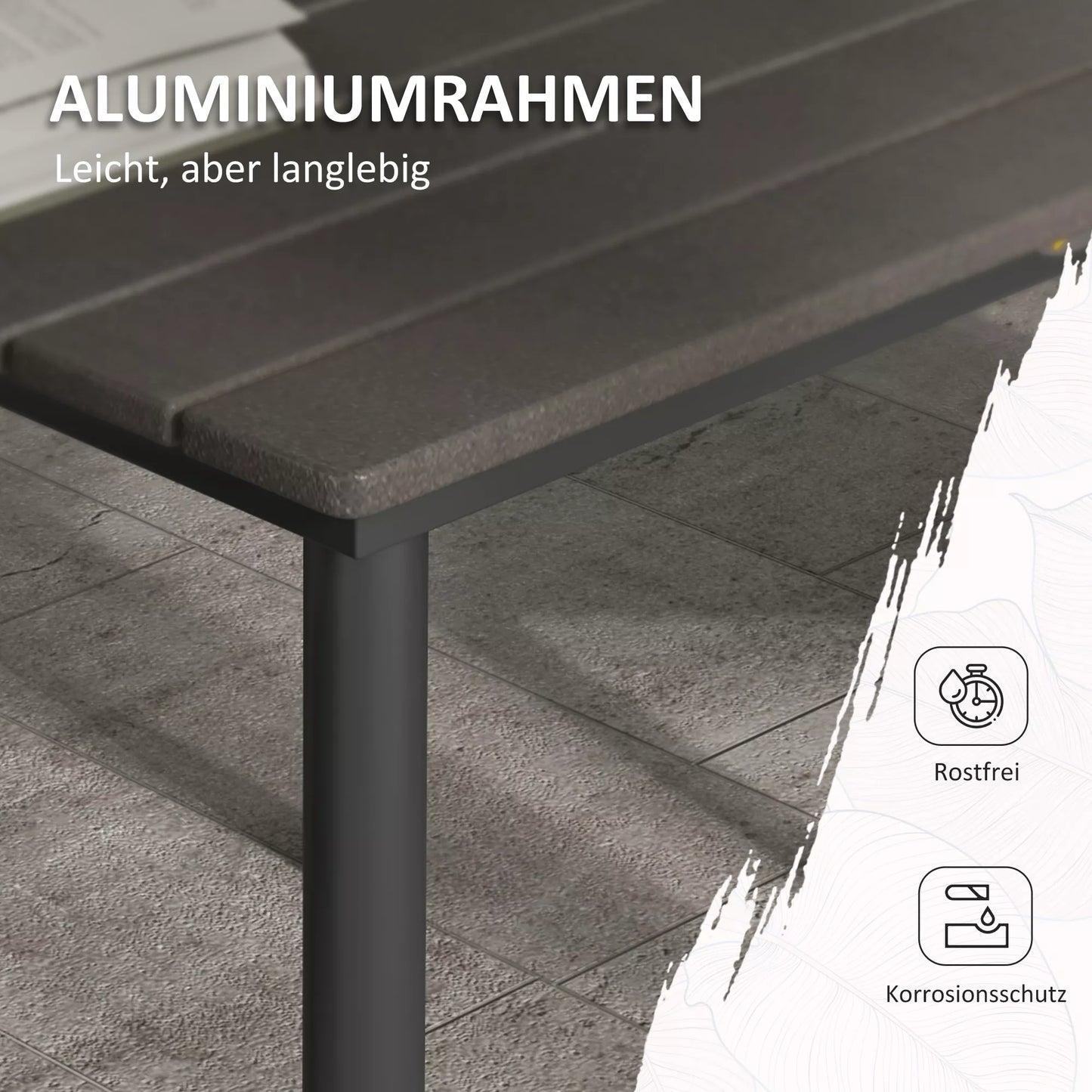 Lauko stalas Sodo stalas Svetainės stalas, atsparus oro sąlygoms, modernaus dizaino, 90 x 90 x 75 cm, tamsiai pilkos spalvos