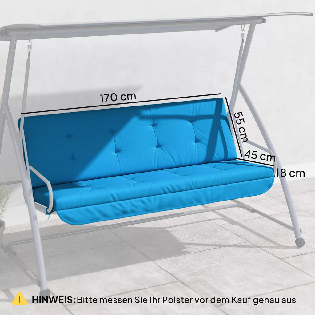 Holivudo sūpynės 170 cm pagalvėlių rinkinys Sūpynės pagalvėlės Sėdynės pagalvėlės Sodo sūpynės Sodo pagalvėlės Nugaros pagalvėlės Šoninės pagalvėlės Mėlynos