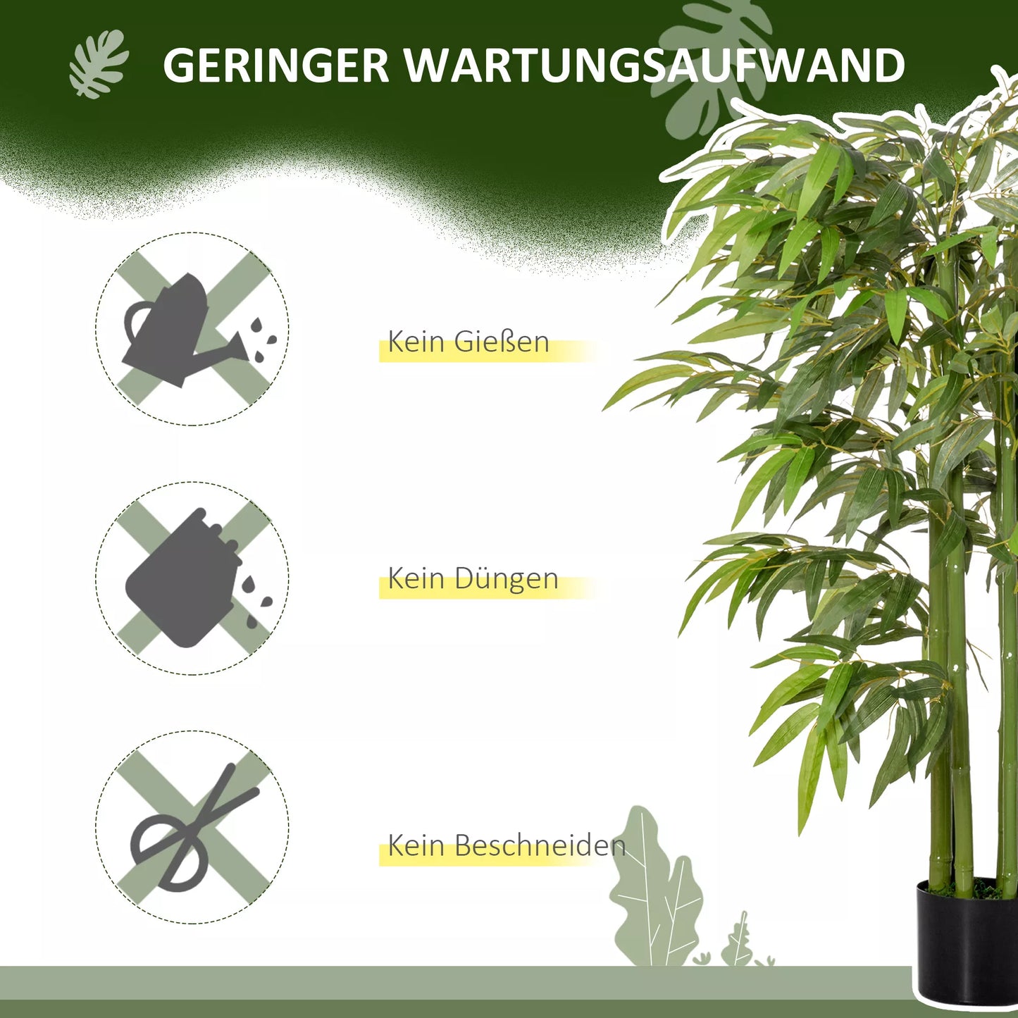 Dirbtinis bambuko augalas, plastikinis, vazone, 780 lapų, realistiškos išvaizdos, nereikalaujantis priežiūros, 140 cm, žalias