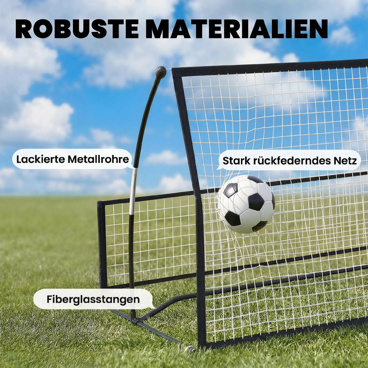Futbolo atmušimo sienelė, 2 viename sulankstoma, 200 x 94 cm, juoda
