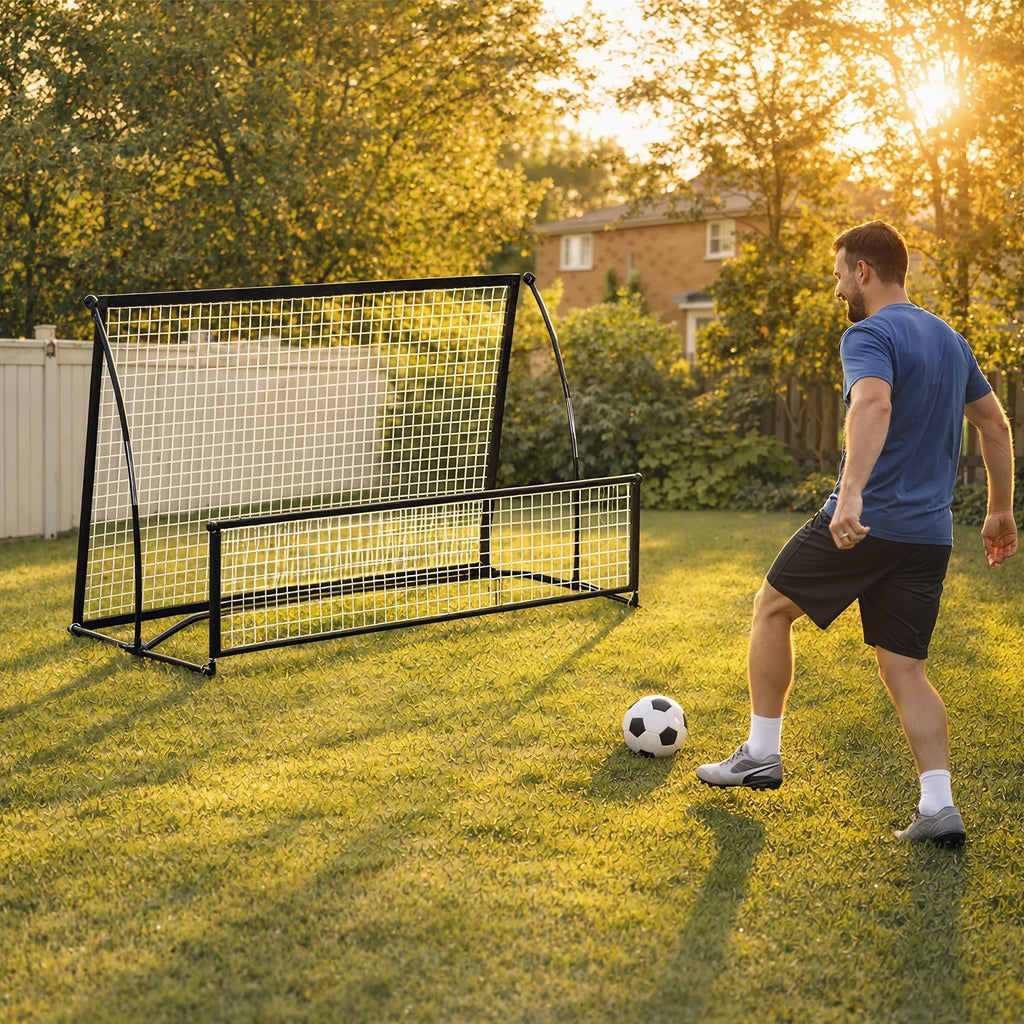 Futbolo atmušimo sienelė, 2 viename sulankstoma, 200 x 94 cm, juoda