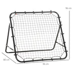 Futbolo atšokimo sienelės matmenų schema: 96x96x80 cm