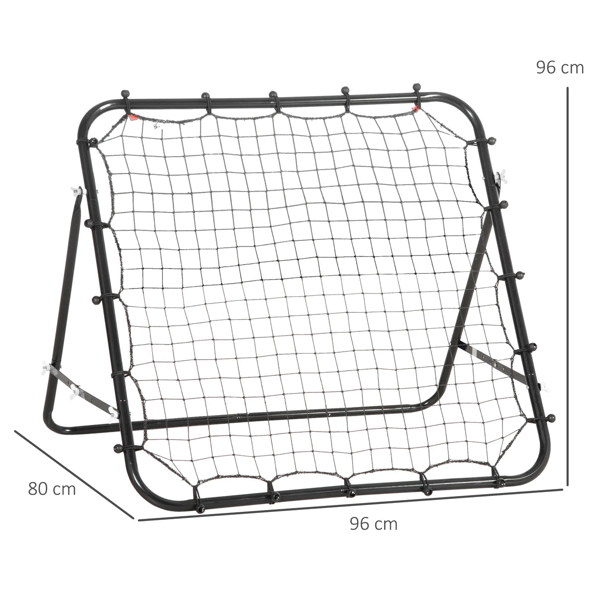 Futbolo atšokimo sienelės matmenų schema: 96x96x80 cm