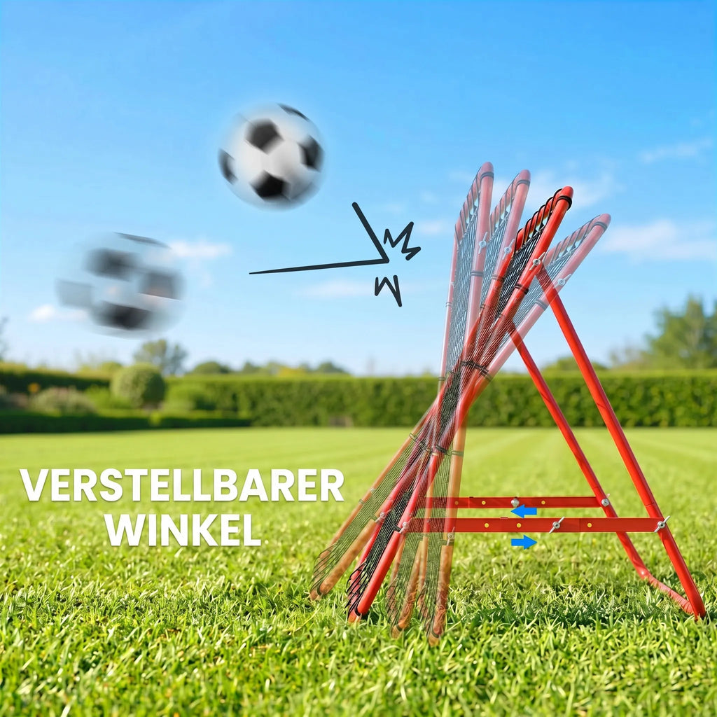 Futbolo treniruočių sienelė su reguliuojamu kampu, 84 x 84 cm, raudona