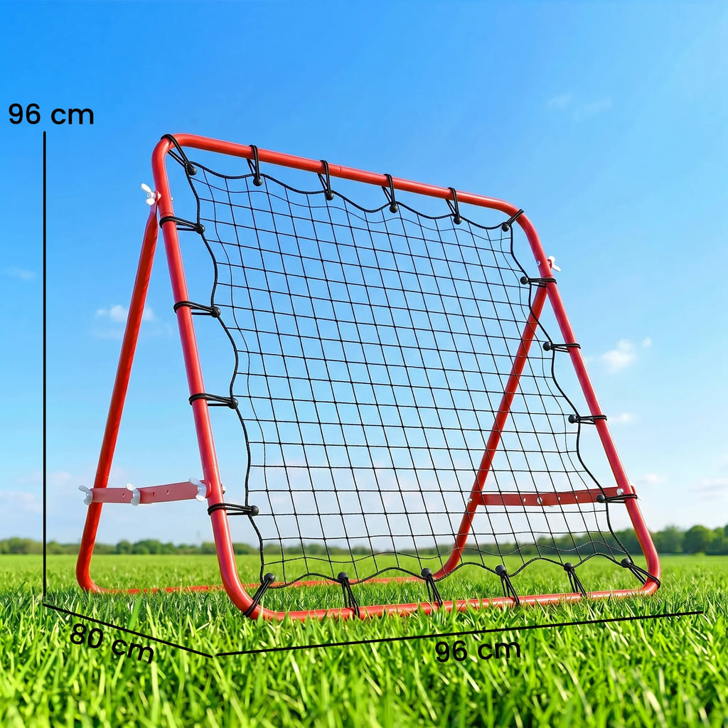 Futbolo treniruočių sienelė su reguliuojamu kampu, 84 x 84 cm, raudona