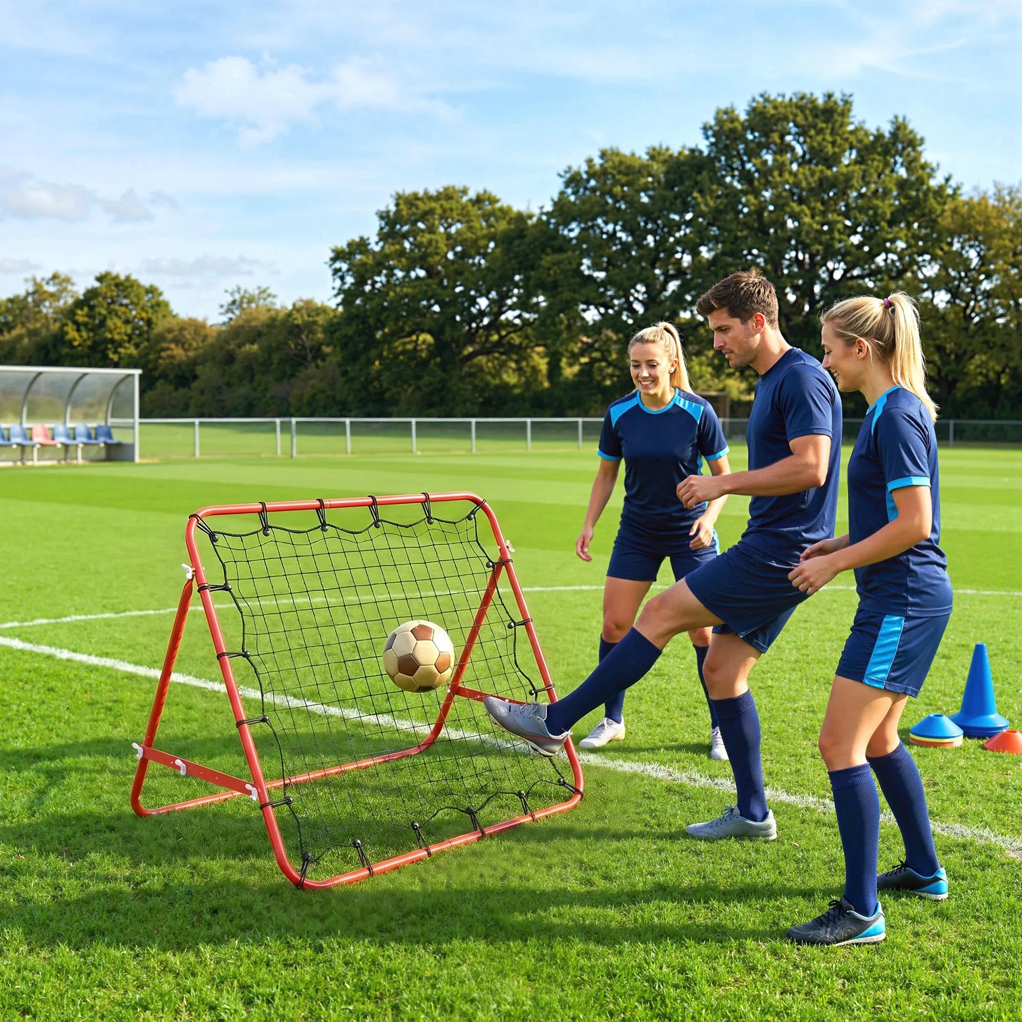 Futbolo treniruočių sienelė su reguliuojamu kampu, 84 x 84 cm, raudona