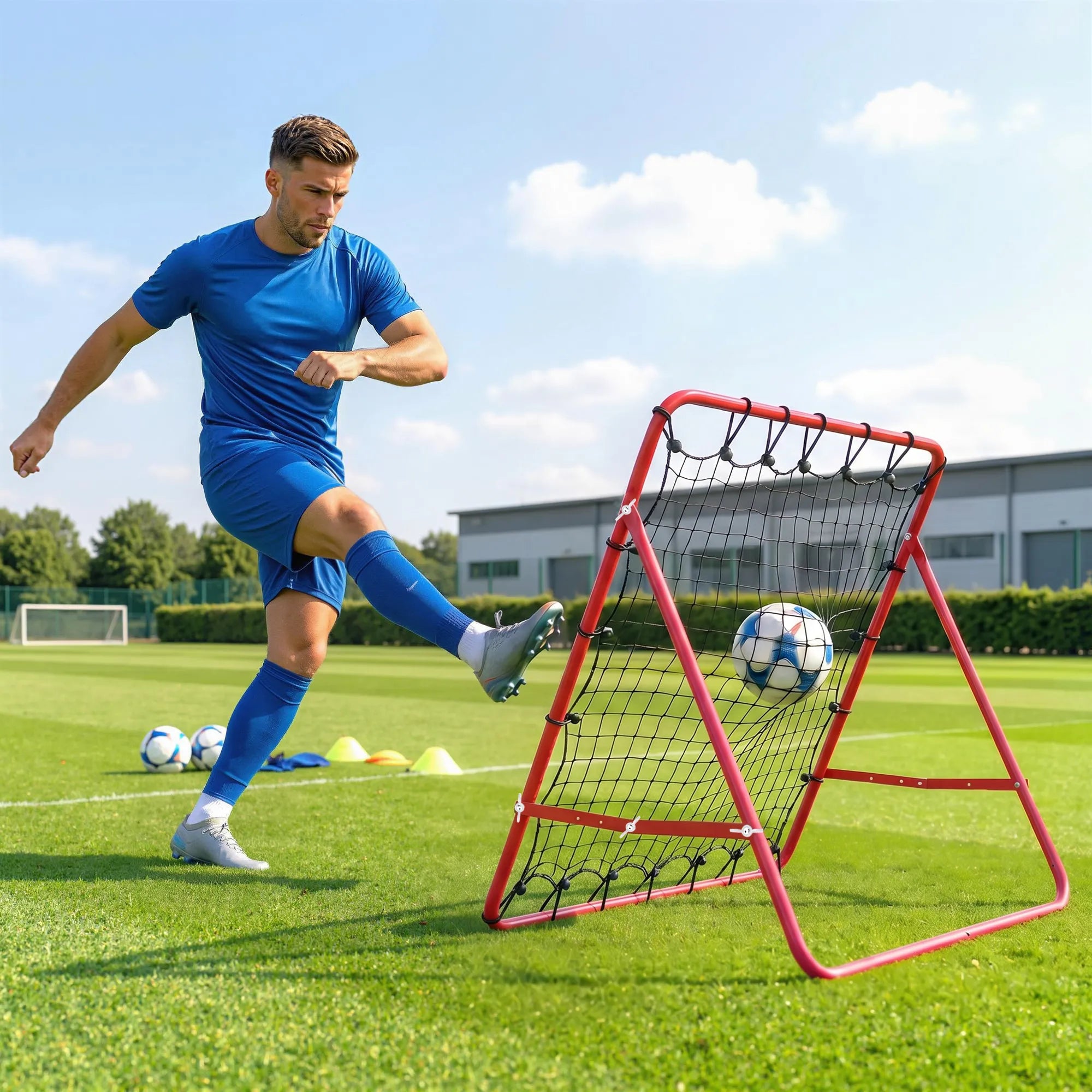 Futbolo treniruočių sienelė su reguliuojamu kampu, 84 x 84 cm, raudona