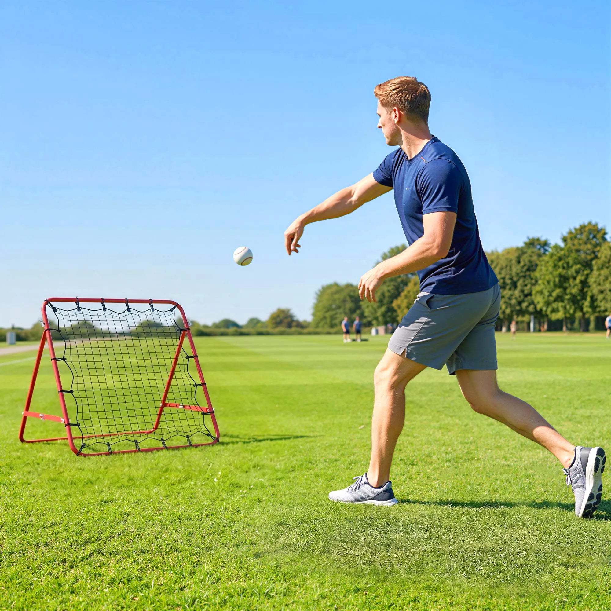 Futbolo treniruočių sienelė su reguliuojamu kampu, 84 x 84 cm, raudona