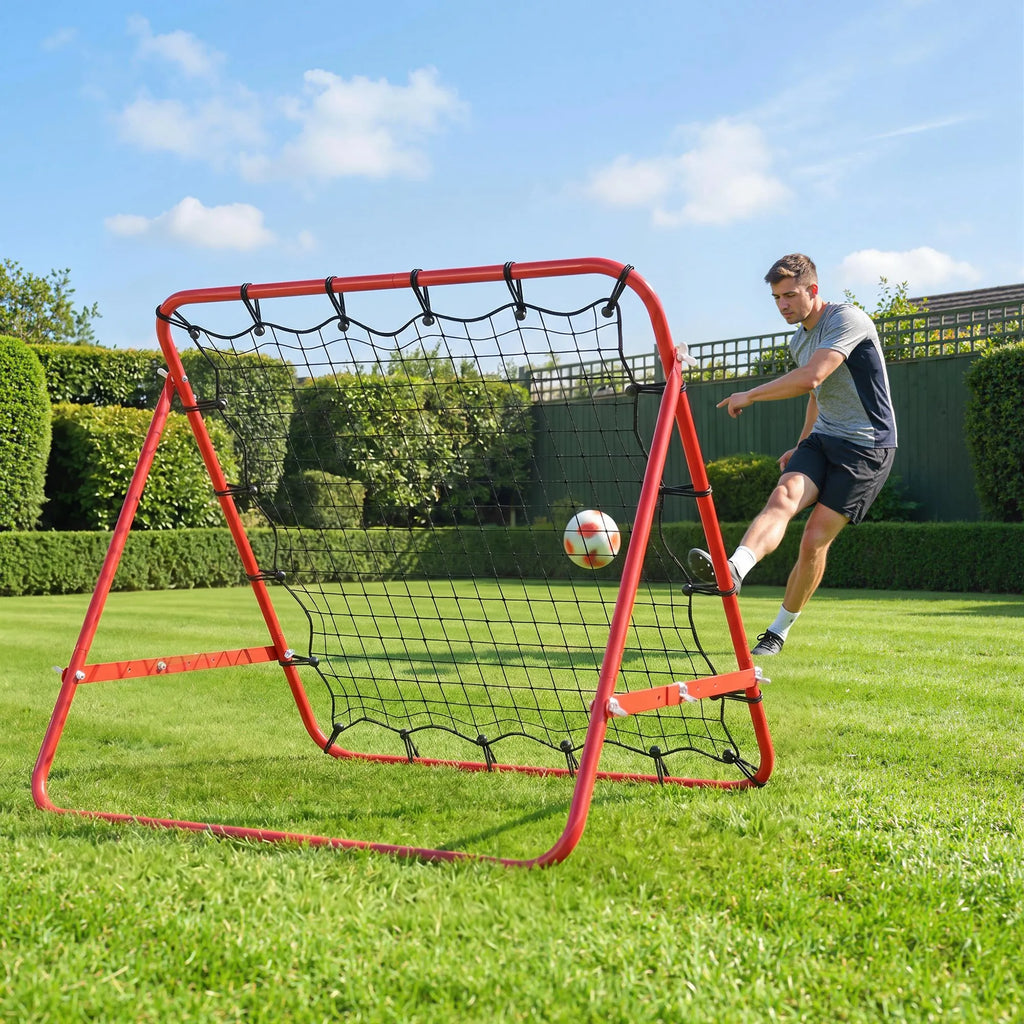 Futbolo treniruočių sienelė su reguliuojamu kampu, 84 x 84 cm, raudona