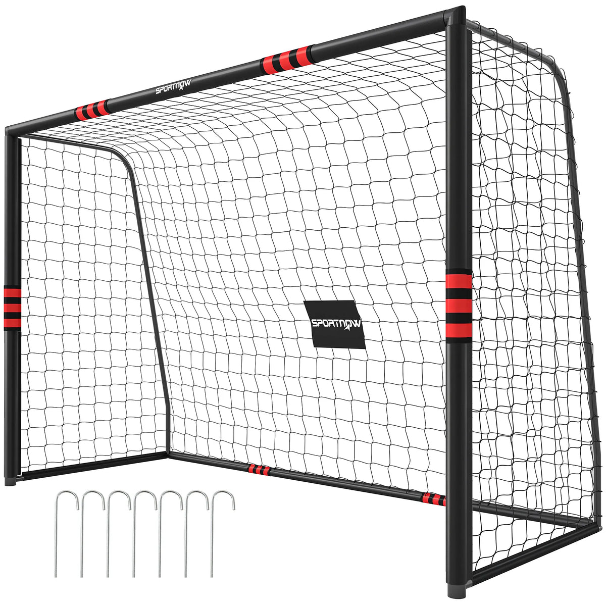 Futbolo vartai 300 x 200 cm su apsauga vaikams nuo 5 metų, juodi/raudoni