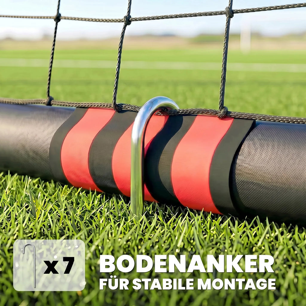 Futbolo vartai 300 x 200 cm su apsauga vaikams nuo 5 metų, juodi/raudoni