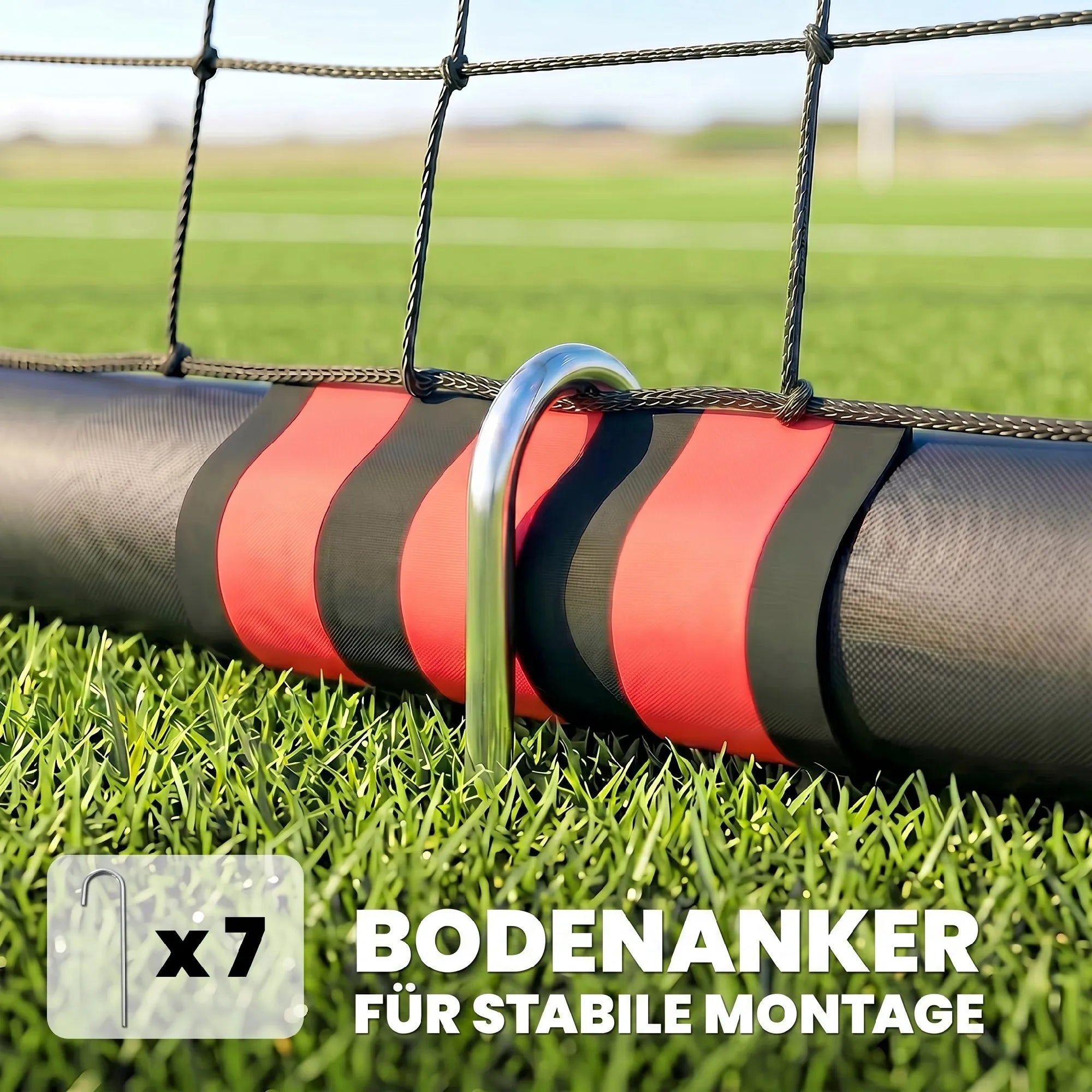 Futbolo vartai 300 x 200 cm su apsauga vaikams nuo 5 metų, juodi/raudoni