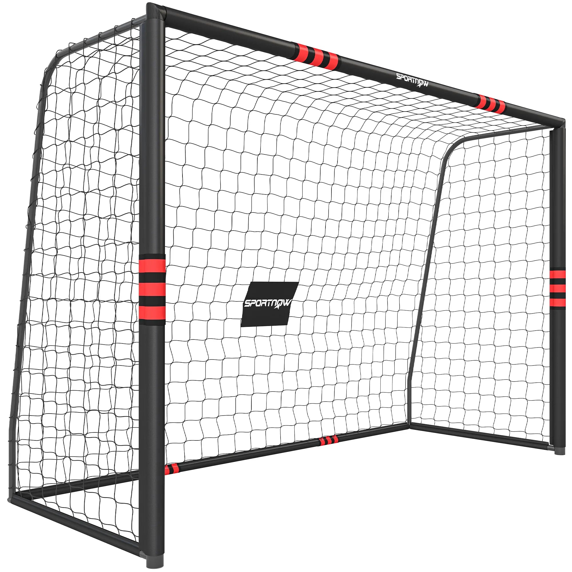 Futbolo vartai 300 x 200 cm su apsauga vaikams nuo 5 metų, juodi/raudoni